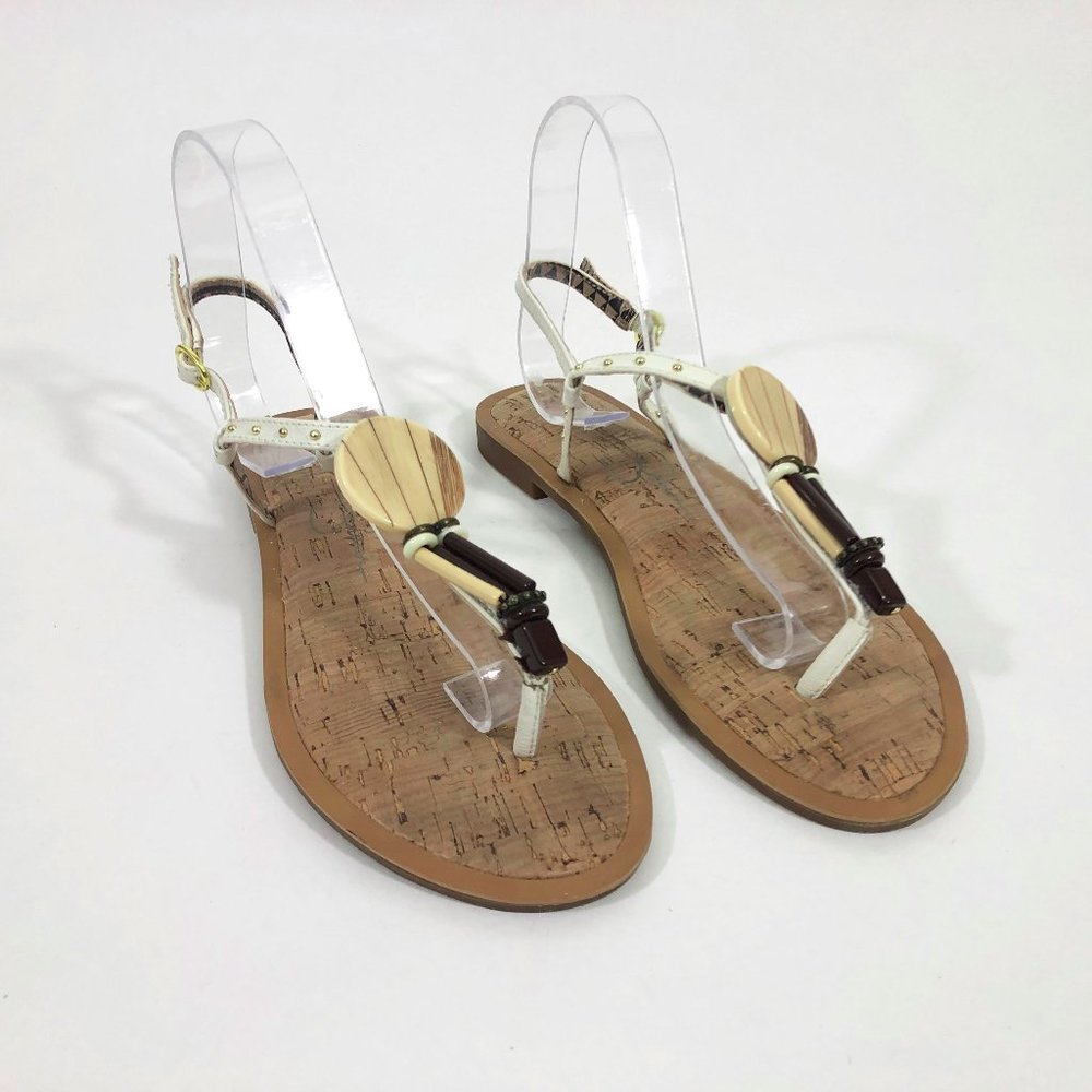 EUC Jessica Simpson White Leather Thong Sandals